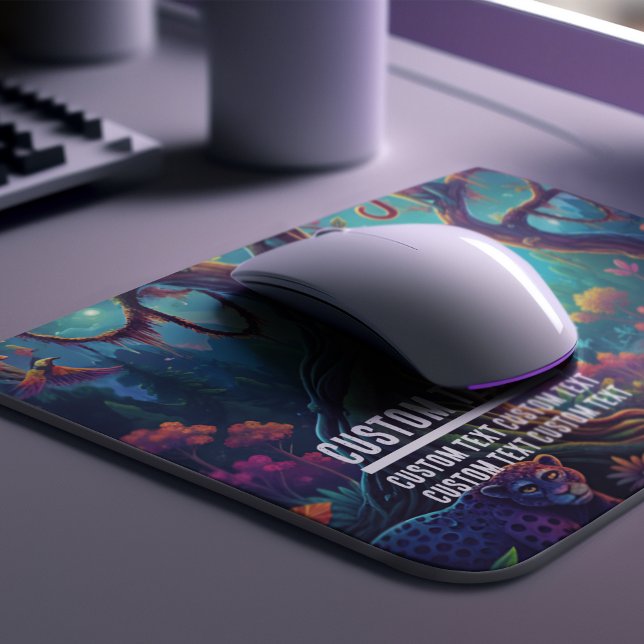 Custom Text Enchanted Jungle Monkeys Vibrant Mouse Mat (Custom Text Enchanted Jungle Monkeys Vibrant Mouse Pad)