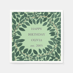 Custom text eucalyptus Frame Napkin – sage green