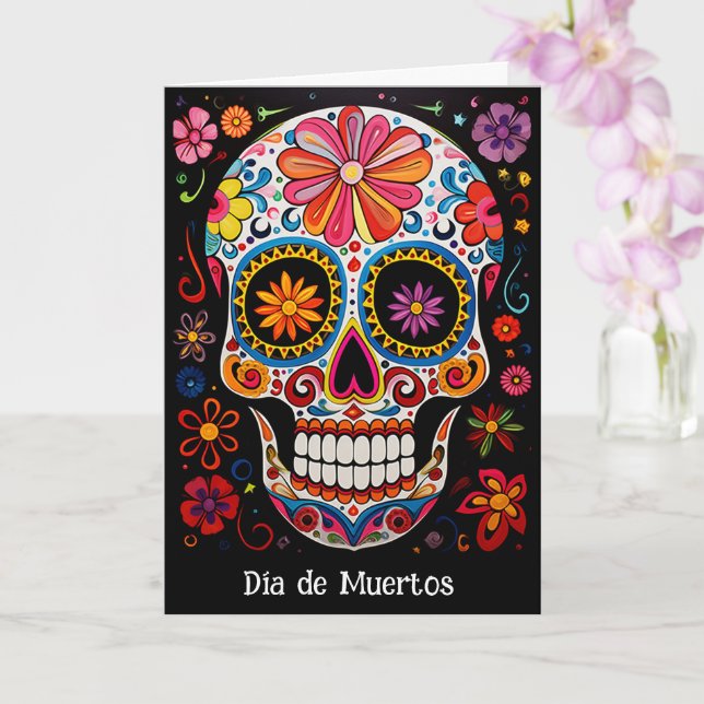 Custom text 💀Exquisite Día de Muertos  Card (Orchid)