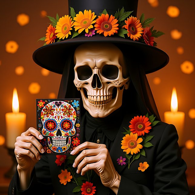 Custom text 💀Exquisite Día de Muertos Postcard (Custom text 💀Exquisite Día de Muertos Postcard)