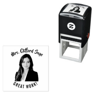 Custom Text Face Photo Teacher Self-inking Stamp