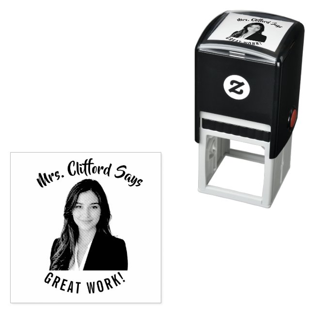 Custom Text Face Photo Teacher Self-inking Stamp (In Situ)