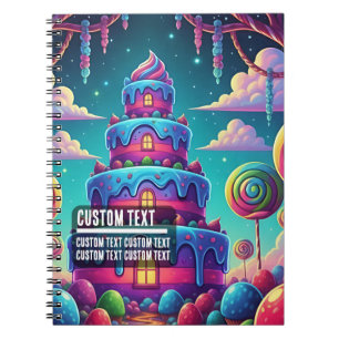 Custom Text Fantasy Layered Cake Blue Pink Purple Notebook
