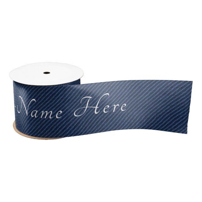 Custom Text Faux Blue Jeans Fabric Ribbon Satin Ribbon (Spool)