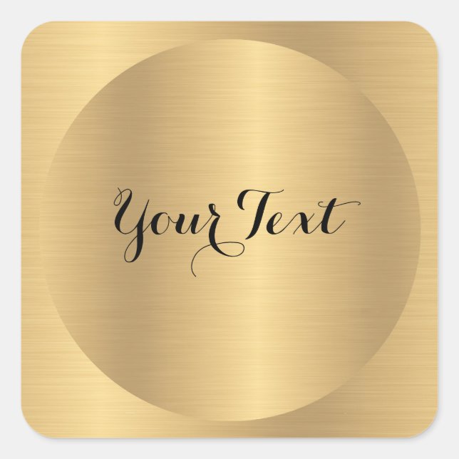 Custom Text Faux Gold Template Calligraphy Script Square Sticker (Front)