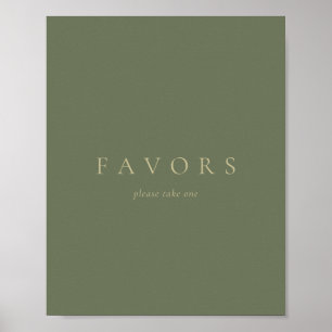 Custom Text Favors Simple Gold Sage Green Poster