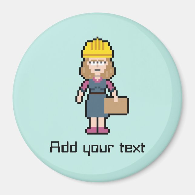 Custom Text Female Engineer Magnet (Front)
