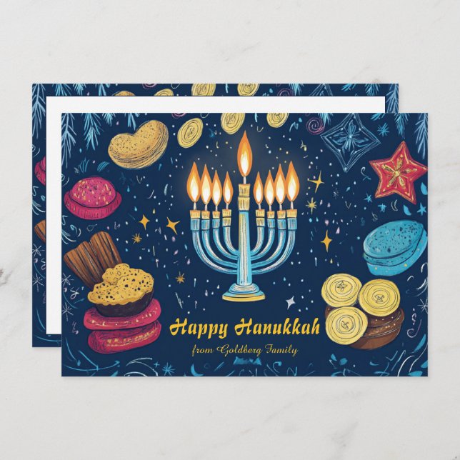 Custom text  Festival of Lights: Holiday Card (Front/Back)