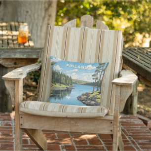 Custom Text Finland Nature Illustration Cushion