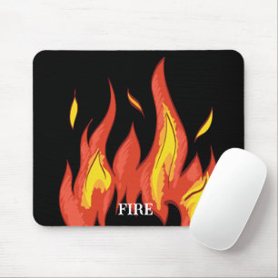 Custom text fire Trendy background red Black Mouse Mat