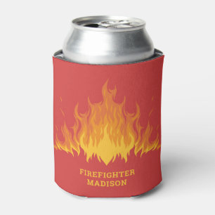 Custom text Firefighter Can Cooler