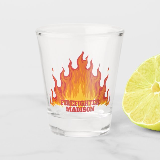 Custom text Firefighter shot glass (Front)