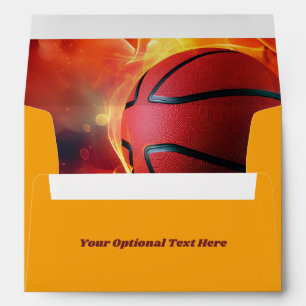 Custom Text Flaming Basketball Envelope