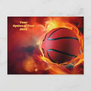 Custom Text Flaming Basketball Postcard