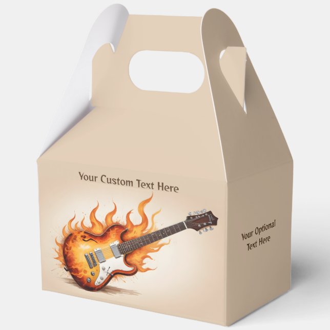 Custom Text Flaming Guitar Favour Box (Front)