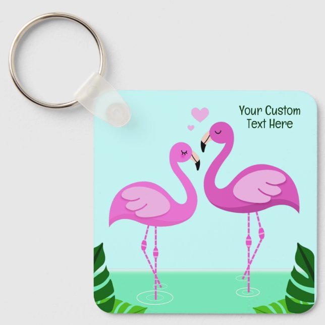 Custom Text Flamingo Love Key Ring (Front)