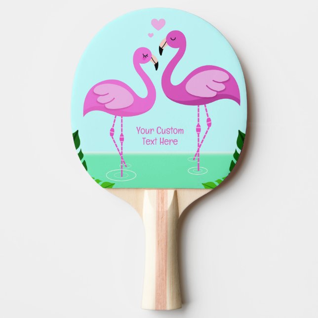 Custom Text Flamingo Love Ping Pong Paddle (Front)