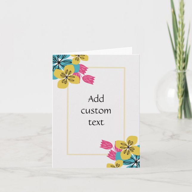 custom text floral simple white card (Front)