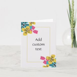 custom text floral simple white card