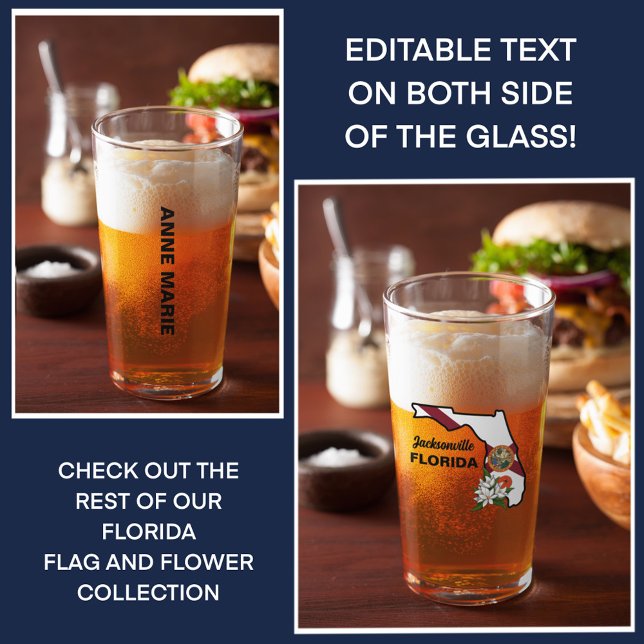 Custom Text Florida Flag & Flower Orange Blossom Glass (Creator Uploaded)