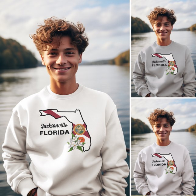 Custom Text Florida Flag & Flower Orange Blossom Sweatshirt (Creator Uploaded)