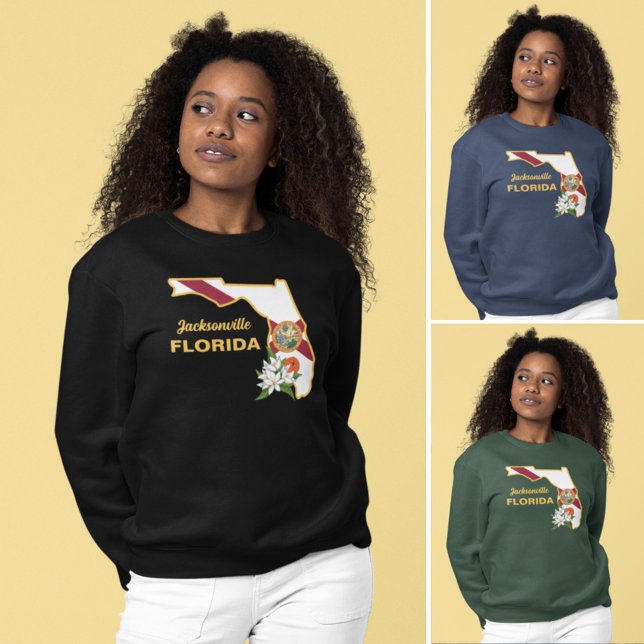 Custom Text Florida Flag & Flower Orange Blossom Sweatshirt (Creator Uploaded)