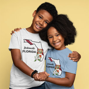 Custom Text Florida Flag & Flower Orange Blossom T-Shirt