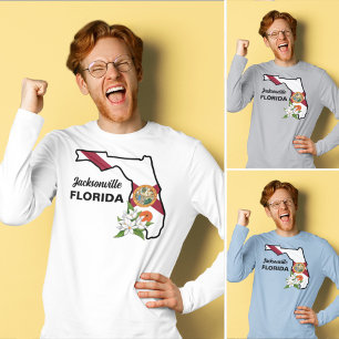 Custom Text Florida Flag & Flower Orange Blossom T-Shirt