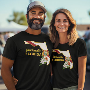 Custom Text Florida Flag & Flower Orange Blossom T-Shirt