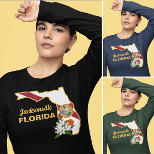 Custom Text Florida Flag & Flower Orange Blossom T-Shirt