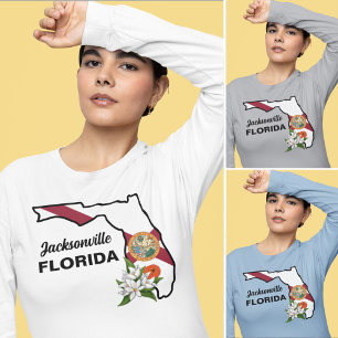 Custom Text Florida Flag & Flower Orange Blossom T-Shirt