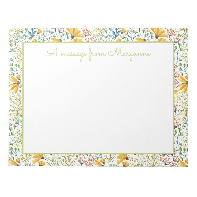 Custom text Flower Illustration notepad (Front)