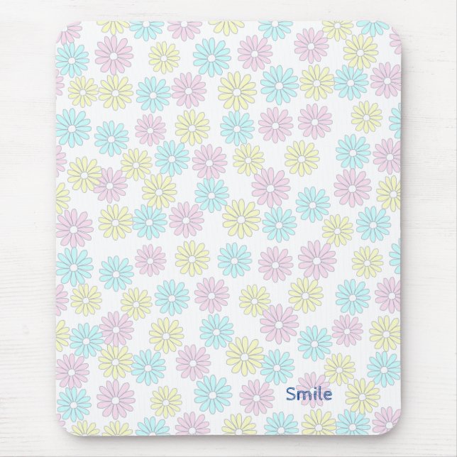 Custom Text Flower Pastel Mouse Mat (Front)