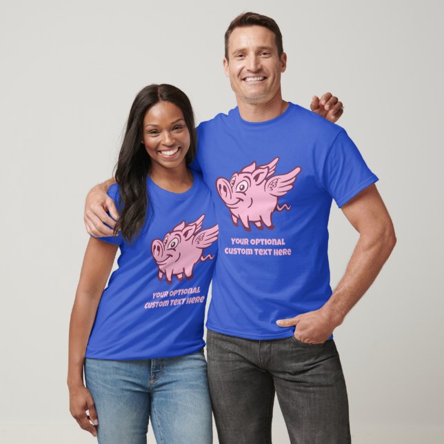 Custom Text Flying Pigs T-Shirt (Unisex)