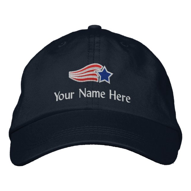 Custom Text Flying Star Logo Embroidered Hat (Front)