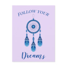 Custom Text Follow Your Dreams Blue Dreamcatcher