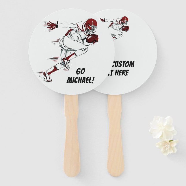 Custom Text Football Player hand fans (Front and Back)