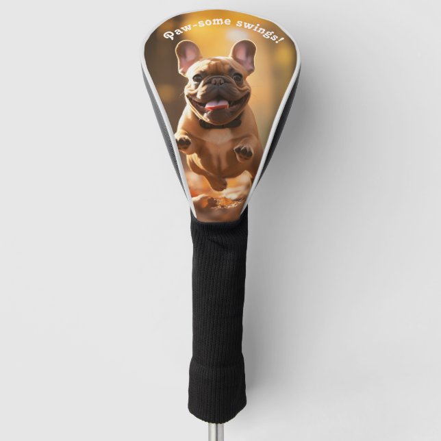 🐕 custom text, Frenchie puppy Golf Head Cover (Front)