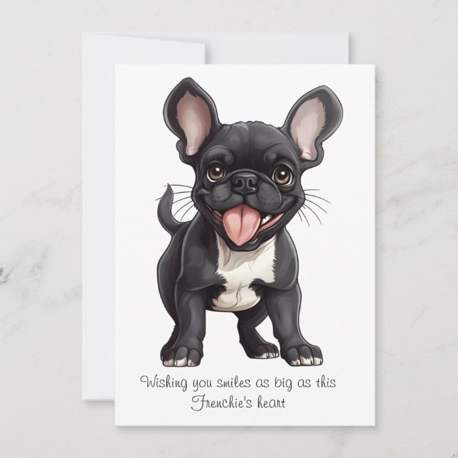 Custom text, Frenchie puppy Holiday Card (Front)