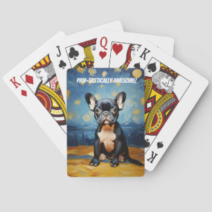 🐕 custom text, Frenchie puppy Playing Cards