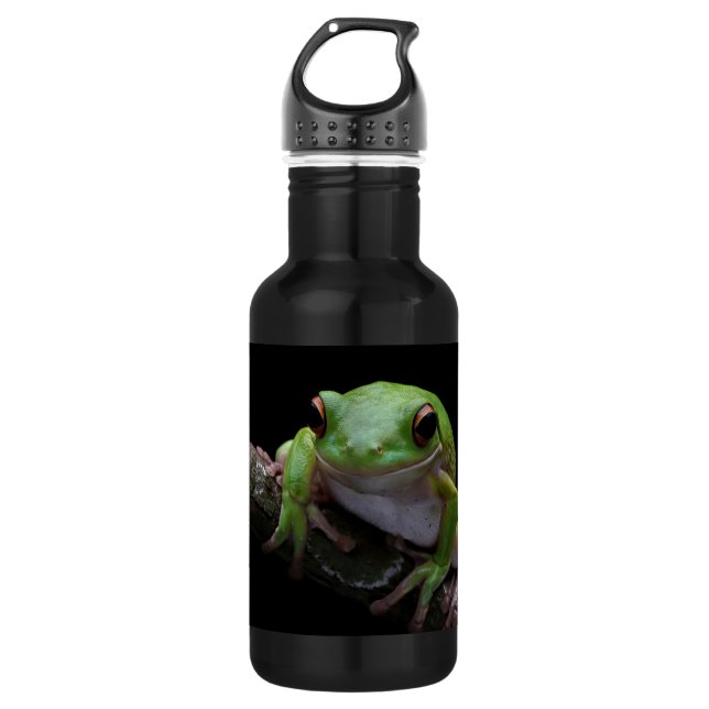 Custom Text Frog Stainless Steel Water Bottle (Front)