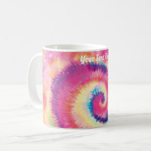 Custom Text/ Fun 60s Tie Dye Colourful Hippie Swir Coffee Mug