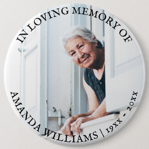 Custom Text Funeral Memorial Photo Simple Tribute 6 Cm Round Badge