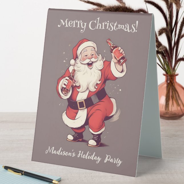 Custom Text Funny Drunk Santa (In SItu (Table))