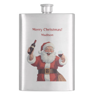 Custom Text Funny Drunk Santa Hip Flask