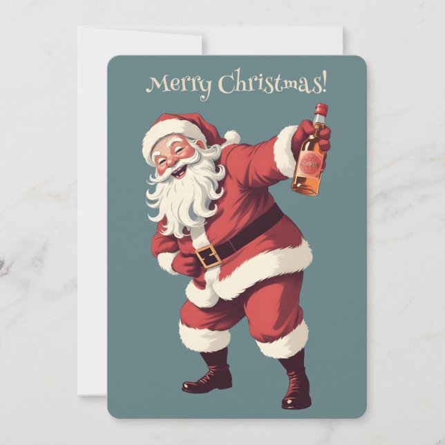 Custom Text Funny Drunk Santa Invitation (Front)