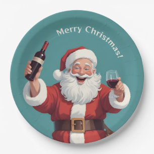 Custom Text Funny Drunk Santa Paper Plate