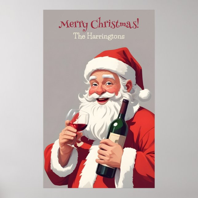 Custom Text Funny Drunk Santa Poster (Front)