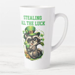 Custom Text Funny Racoon St. Patrick's Day Latte Mug