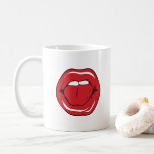 Custom Text Funny Red Lips Cartoon Mouth Coffee Mug
